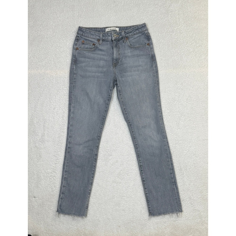 TRAVE Irina Slim Gray Wash Distressed Raw Hem Jeans Women- Size 27 Made in USA